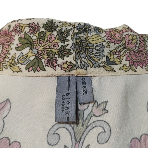 Anthropologie x Bl^nk Floral Kimono Duster Cream Pink‎ Green One Size Viscose - Picture 8 of 10